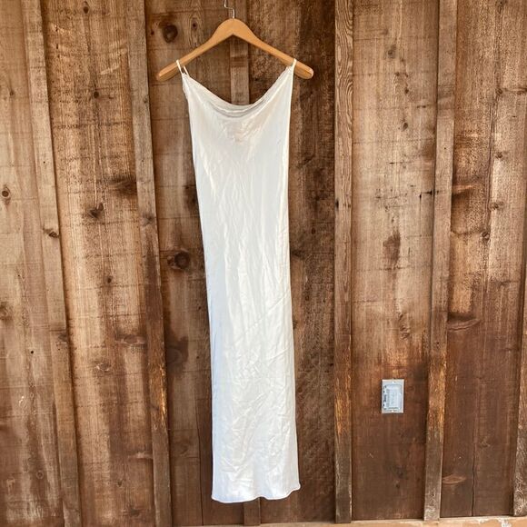 Satin Long Lace-up Slip Nightgown/lingerie with Slit - Picture 1 of 9